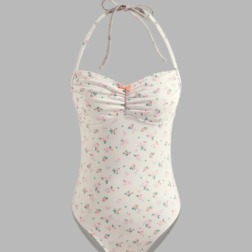 Cider Floral One Piece Swimsuit - White and Pink